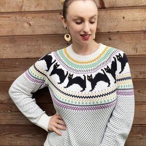 ModCloth Scaredy Cat Fair isle sweater small